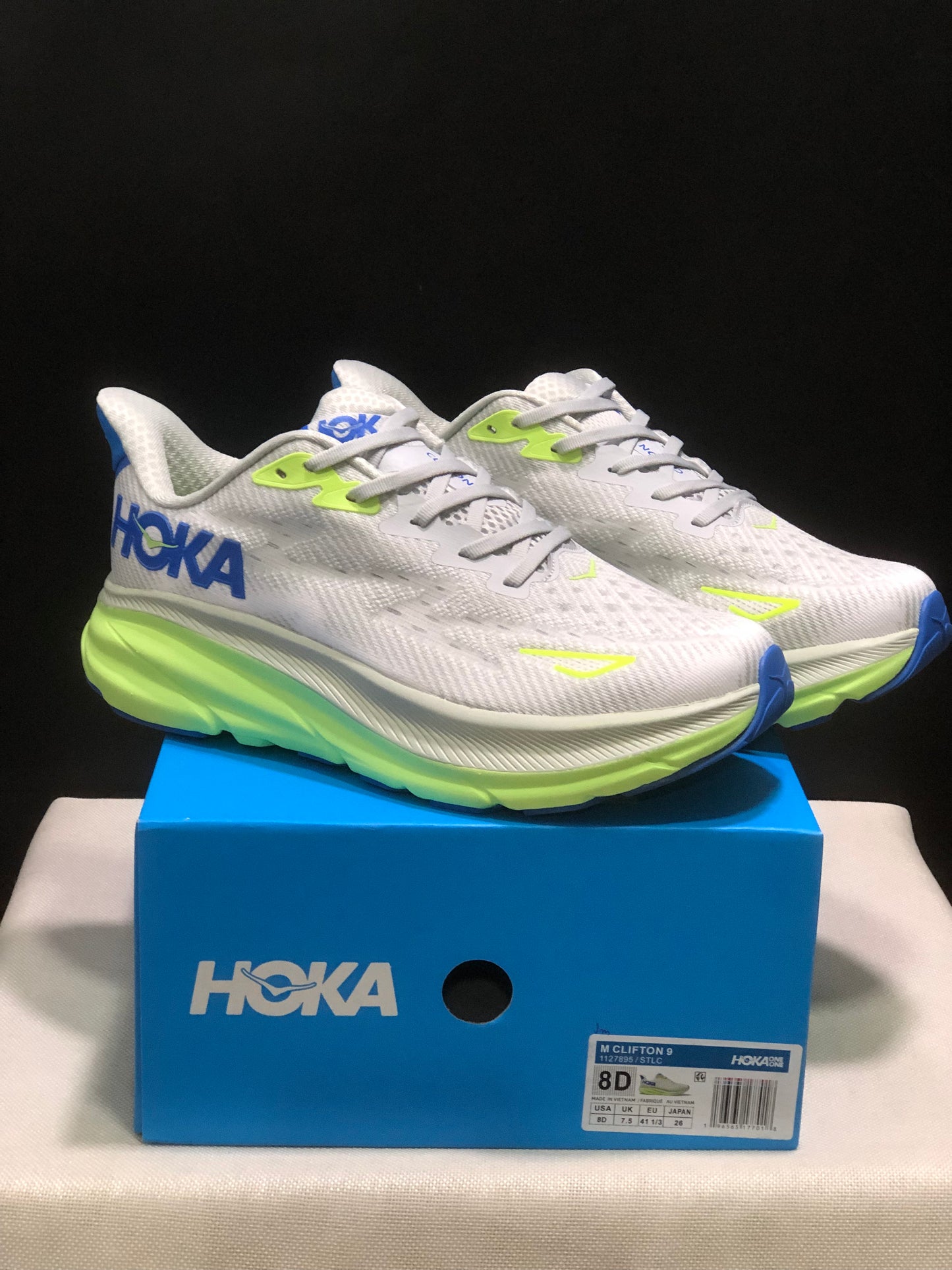 Hoka One One Clifton 9 Running Shoes Athletic Shoes Sneakers White/Green