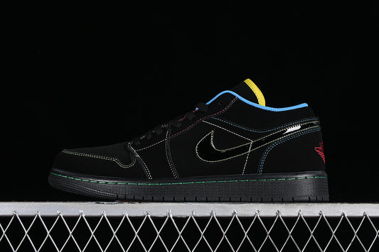 Nike Air Jordan 1 Low Yellow Blue Black Sneakers