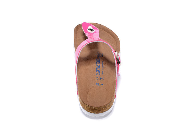 Birkenstock Rose Red Patent Leather Casual Flip Flops