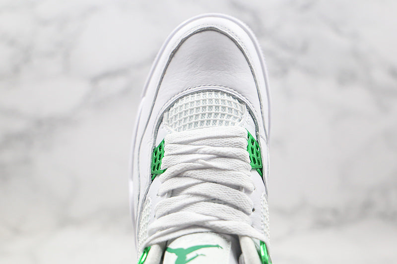 Nike Air Jordan 4 Retro White Metallic Green Sneakers