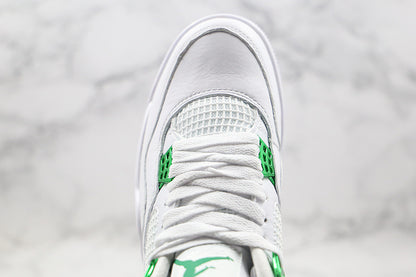 Nike Air Jordan 4 Retro White Metallic Green Sneakers