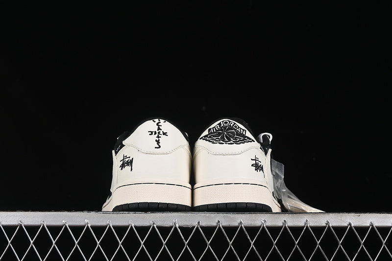 Travis Scott Fragment Design Nike Air Jordan 1 Low OG SP Black White Sneakers
