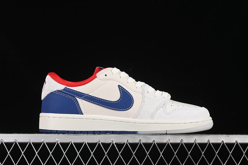 Travis Scott Fragment Design Nike Air Jordan 1 Low Supreme OG SP Red Blue White Sneakers