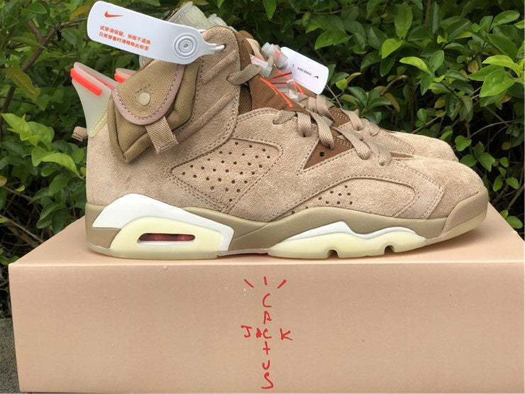 Nike Air Jordan 6 Retro Travis Scott SP British Khaki Brown Sneakers