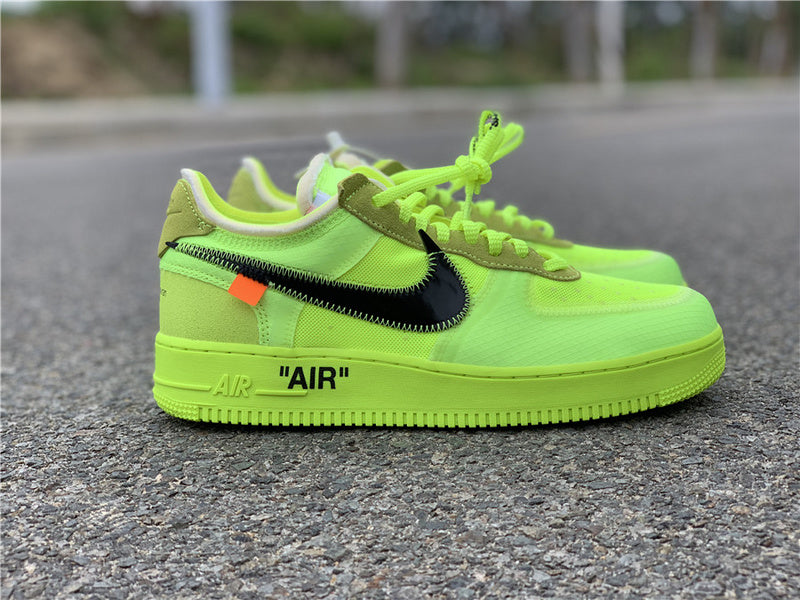 Nike Air Force 1 Low Off-White Volt Fluorescent Green Sneakers