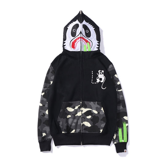 A Bathing Ape BAPE Panda Glow-In-The-Dark Spot Patchwork Hoodie