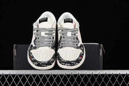 Nike Air Jordan 1 Low DIOR Travis Scott Fragment Design White Grey Black Sneakers