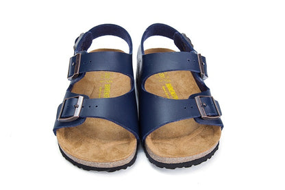 Birkenstock Two-Button Navy Matte Leather Casual Sandals