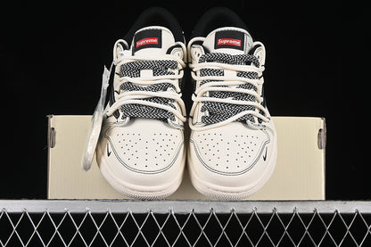 Travis Scott Fragment Design Nike Air Jordan 1 Low Supreme OG SP Black White Sneakers