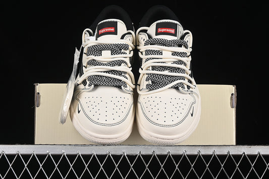 Travis Scott Fragment Design Nike Air Jordan 1 Low Supreme OG SP Black White Sneakers