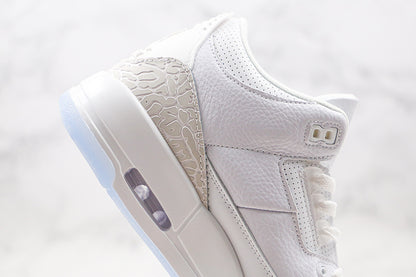 Nike Air Jordan 3 Retro Pure White Cement Transparent Sole Sneakers