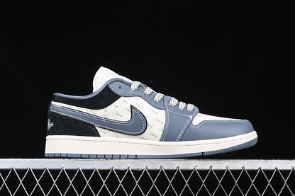 Nike Air Jordan 1 Low White Black Grey Blue Sneakers