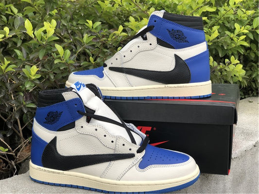 Nike Air Jordan 1 Retro High OG Fragment Travis Scott Sail Blue Sneakers