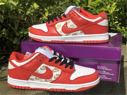 Nike SB Low Dunk Supreme Red White Sneakers Nike Joint Edition