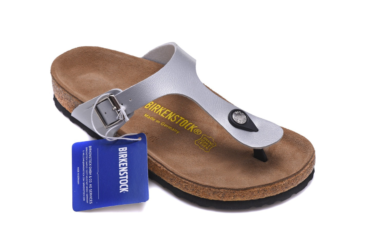 Birkenstock Silver Casual Matte Leather Flip Flops