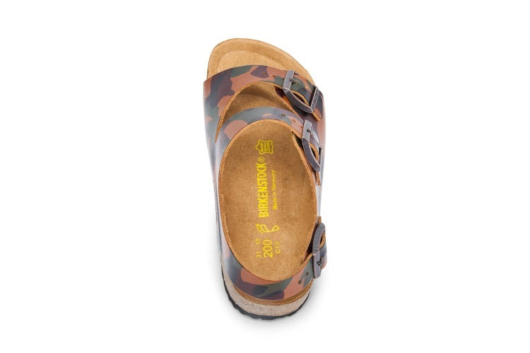 Birkenstock Two-Button Brown Camouflage Matte Leather Sandals