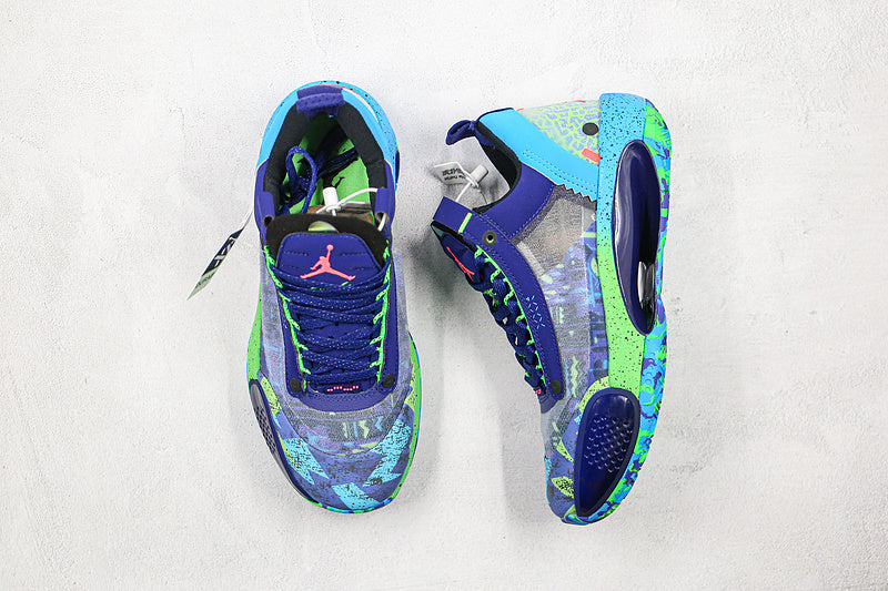 Nike Air Jordan XXXIV 34 Low Eybl Regency Purple Blue Volt Zion Sneakers