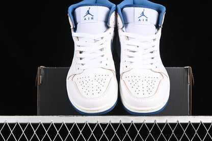 Nike Air Jordan 1 Mid Industrial Blue White Sneakers