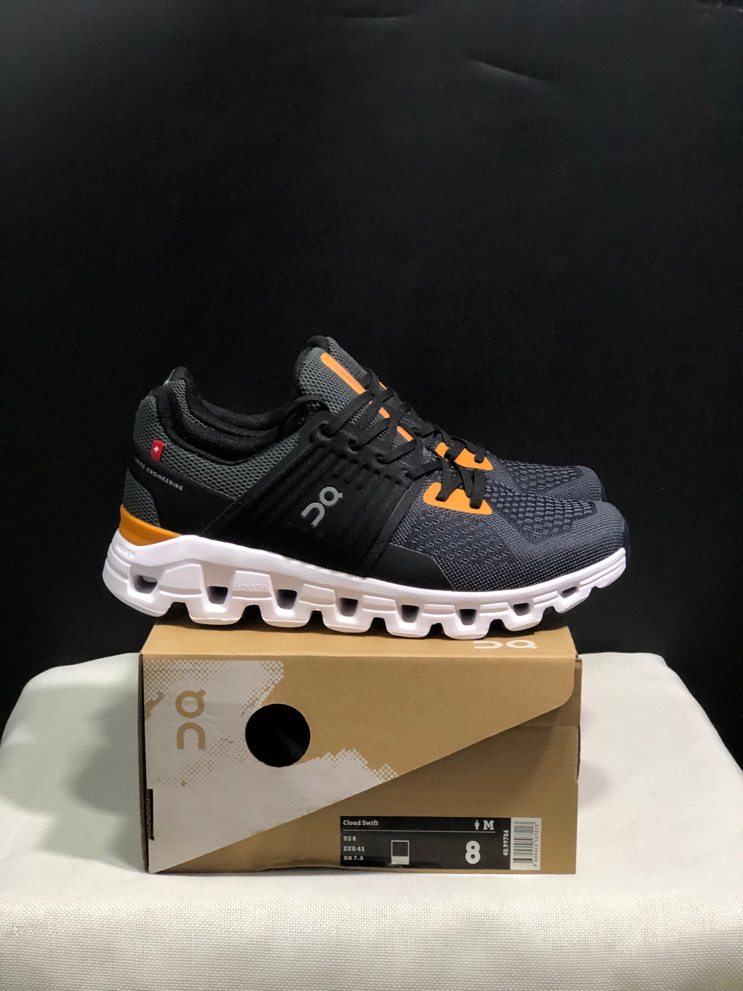 On Running Cloudswift Cushioning Running Shoes Dark Grey/Black/Orange