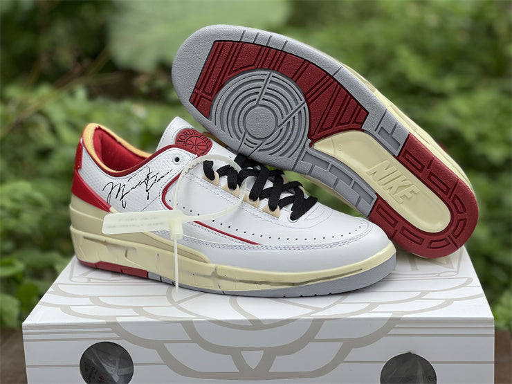 Nike Air Jordan 2 Low Off-White White And Varsity Red Sneakers