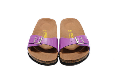 Birkenstock Single Button Purple Patent Leather Slippers