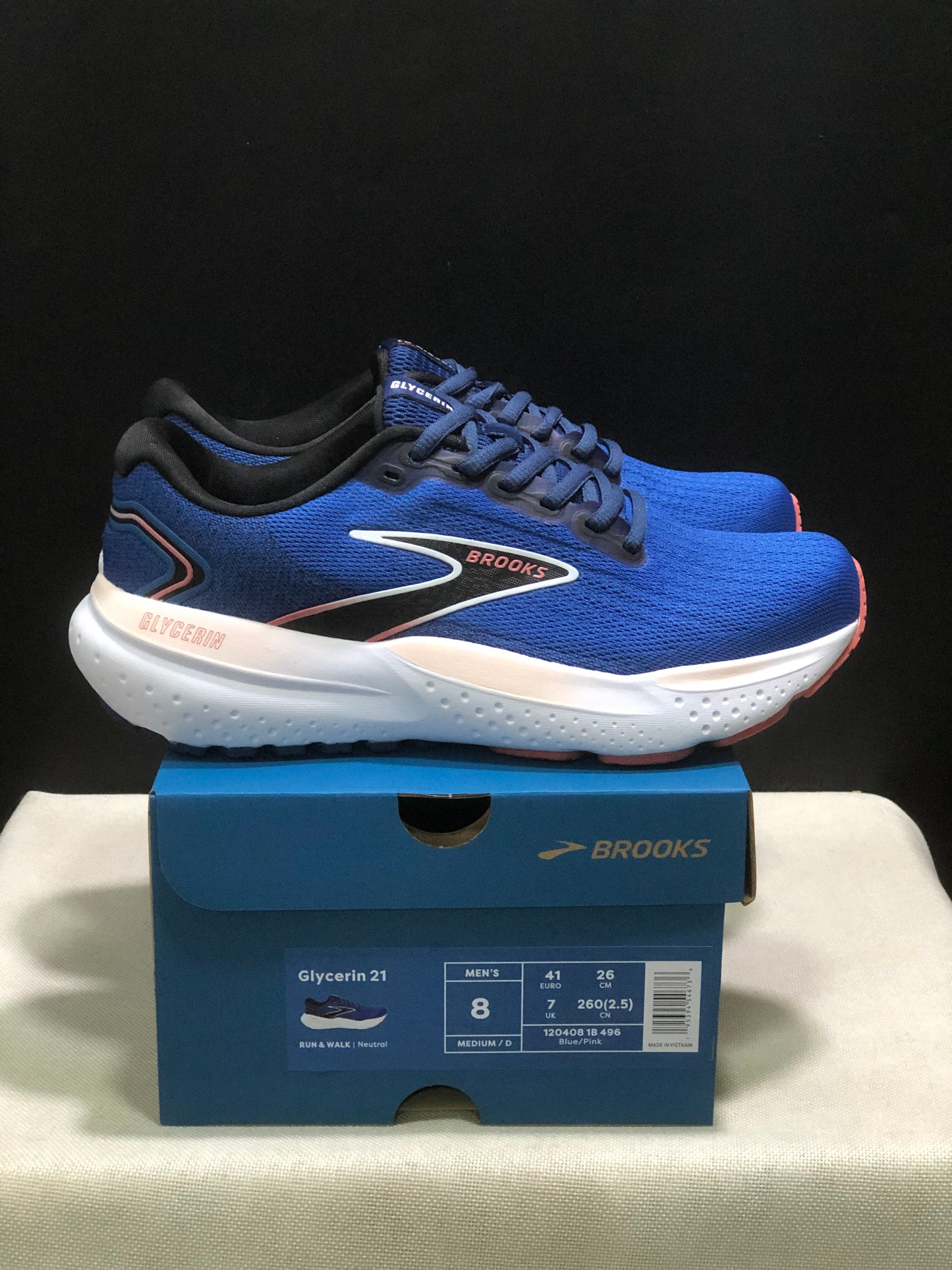 Brooks Glycerin 21 Low-top Casual Running Shoes Blue/Pink