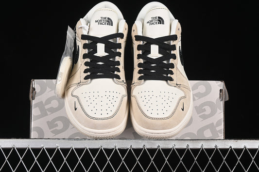 Nike Air Jordan 1 Low Black White Khaki Sneakers