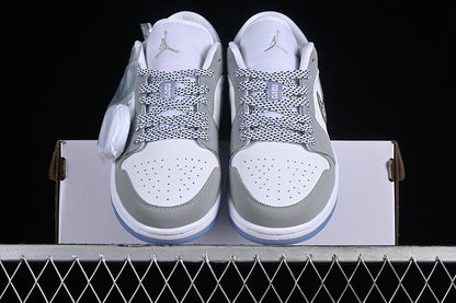Nike Air Jordan 1 Low White Wolf Grey Aluminum Sneakers