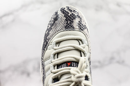 Nike Air Jordan 11 Retro Low-Top "Light Bone" Snakeskin White Sneakers