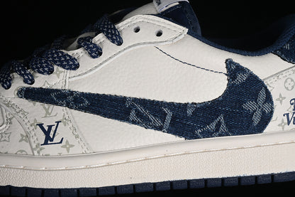 Nike Air Jordan 1 Low LV Travis Scott Fragment Design OG SP Denim Blue White Sneakers