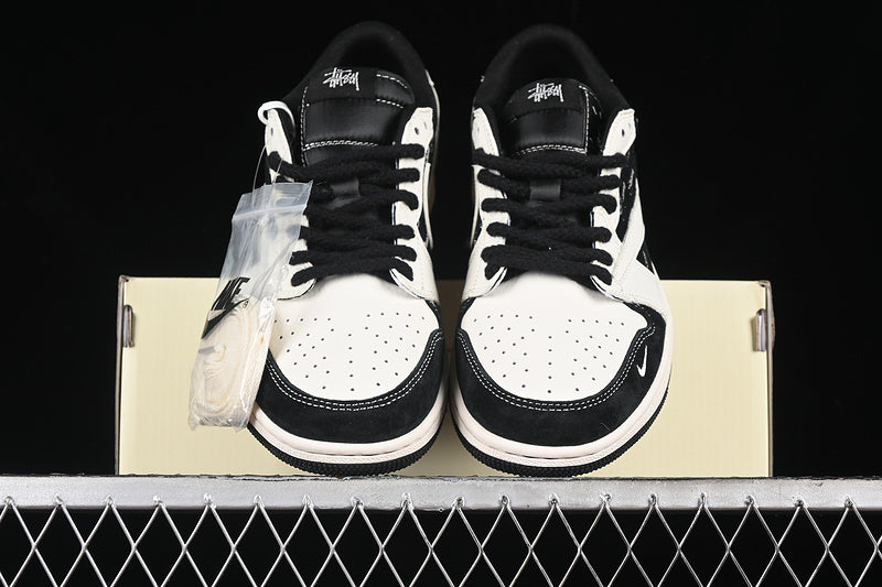 Travis Scott Fragment Design Nike Air Jordan 1 Low OG SP Black White Sneakers