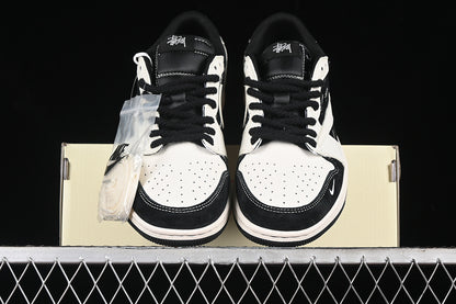 Travis Scott Fragment Design Nike Air Jordan 1 Low OG SP Black White Sneakers