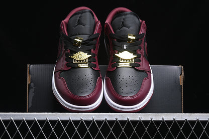 Nike Air Jordan 1 Low Black White Dark Beetroot Red Sneakers