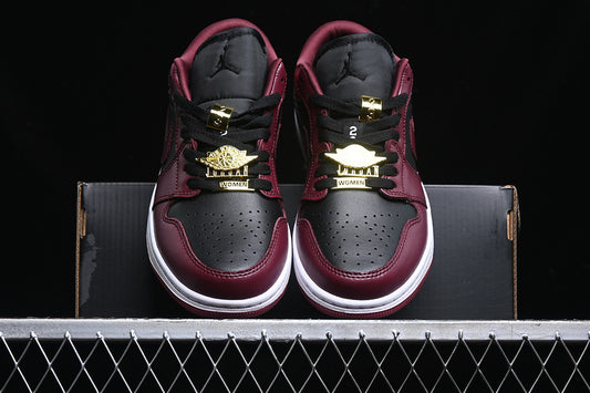 Nike Air Jordan 1 Low Black White Dark Beetroot Red Sneakers