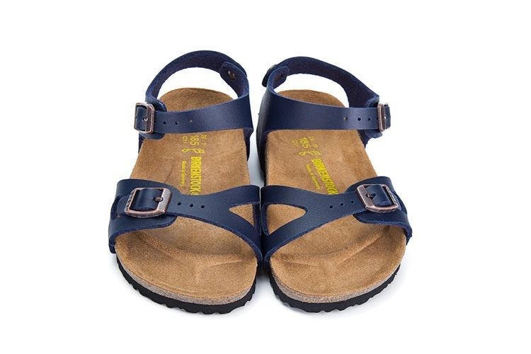 Birkenstock Single Button Navy Matte Leather Sandals