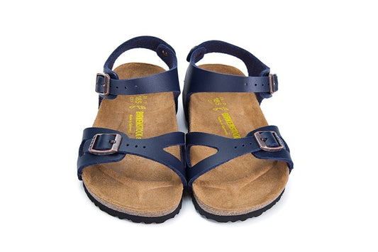 Birkenstock Single Button Navy Matte Leather Sandals