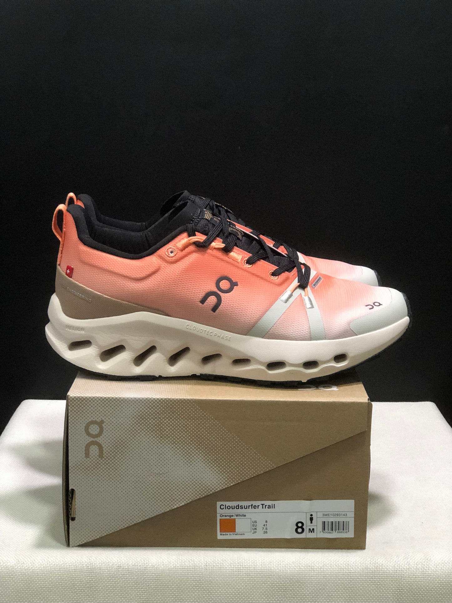 On Running Cloudsurfer Trail Waterproof Comfortable And Breathable Running Shoes Orange/White
