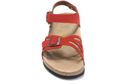 Birkenstock Single Button Red Butterfly Suede Leather Sandals