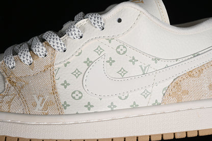 Nike Air Jordan 1 Low LV Khaki Pattern White Sneakers