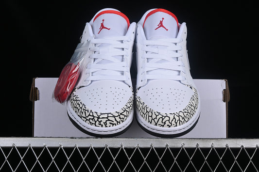 Nike Air Jordan 1 Low Black Sole Red Cement Grey White Sneakers