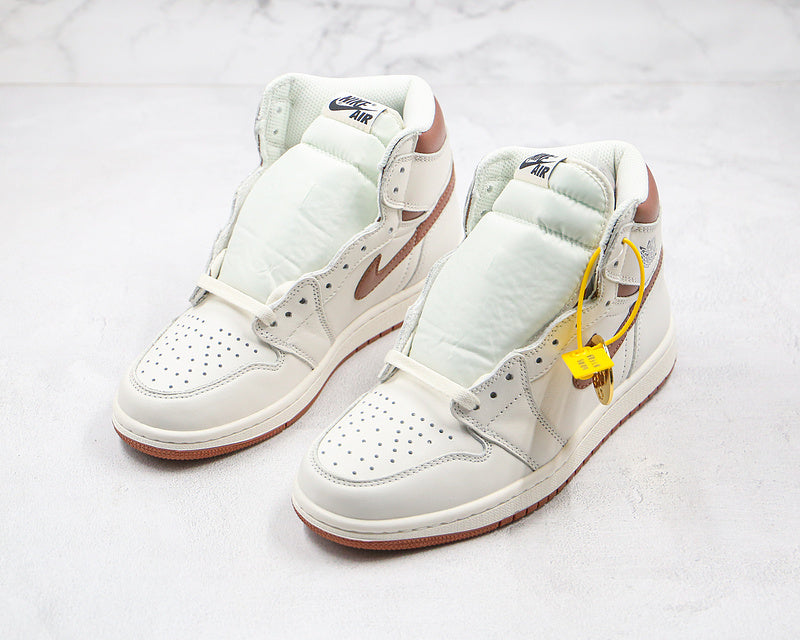 Nike Air Jordan 1 Retro High White Brown Sneakers
