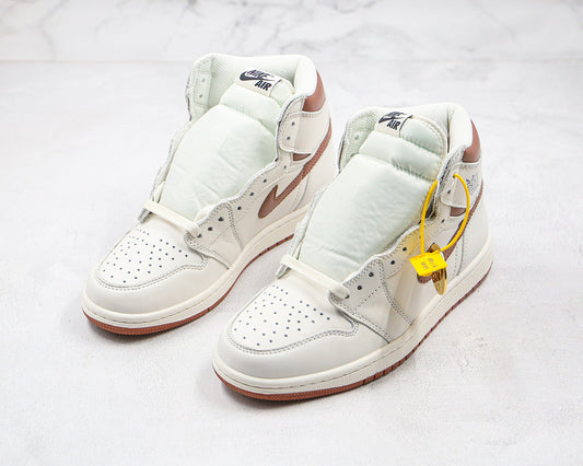 Nike Air Jordan 1 Retro High White Brown Sneakers