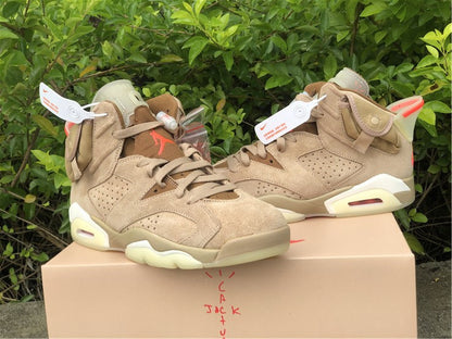 Nike Air Jordan 6 Retro Travis Scott SP British Khaki Brown Sneakers