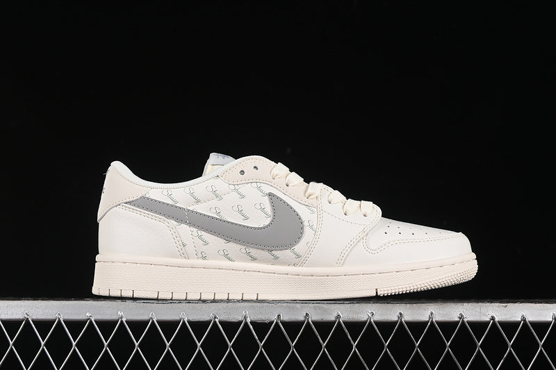 Nike Air Jordan 1 Low Supreme Travis Scott Fragment Design OG SP Light Gray Label White Sneakers