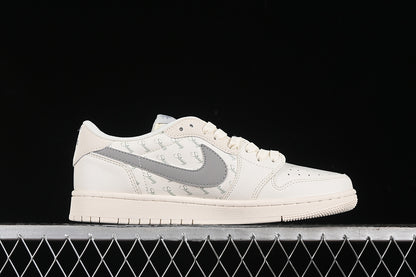 Nike Air Jordan 1 Low Supreme Travis Scott Fragment Design OG SP Light Gray Label White Sneakers