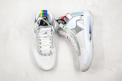 Nike Air Jordan 34 XXXIV Flight GS Unite White Metallic Sneakers
