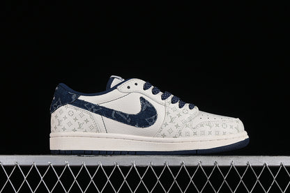 Nike Air Jordan 1 Low LV Travis Scott Fragment Design OG SP Denim Blue White Sneakers