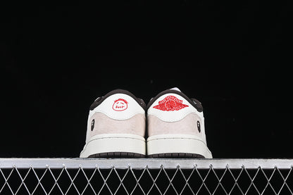 Travis Scott Fragment Design Nike Air Jordan 1 Low Bape OG SP Brown Sole White Beige Sneakers