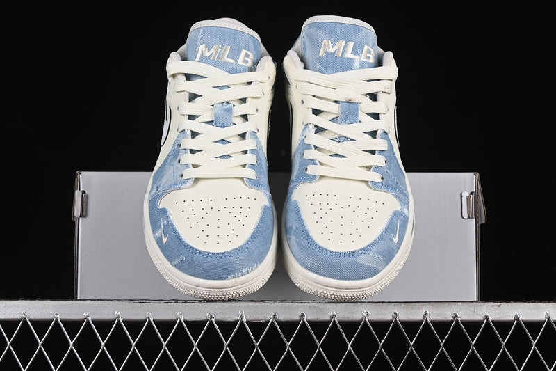 Nike Air Jordan 1 Low MLB White Grey Blue Sneakers