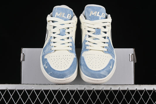 Nike Air Jordan 1 Low MLB White Grey Blue Sneakers